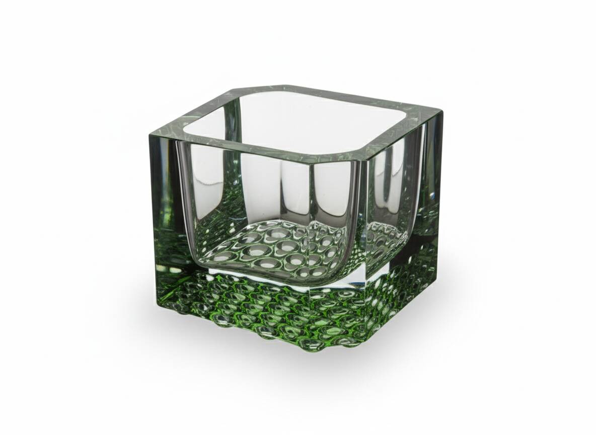 Green Square Bowl, Pavel Hlava, 1970s, Czechoslovakia