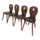Set of 4 Vintage Brutalist Wooden Chair / Rustic Farmhouse Dining Chair
