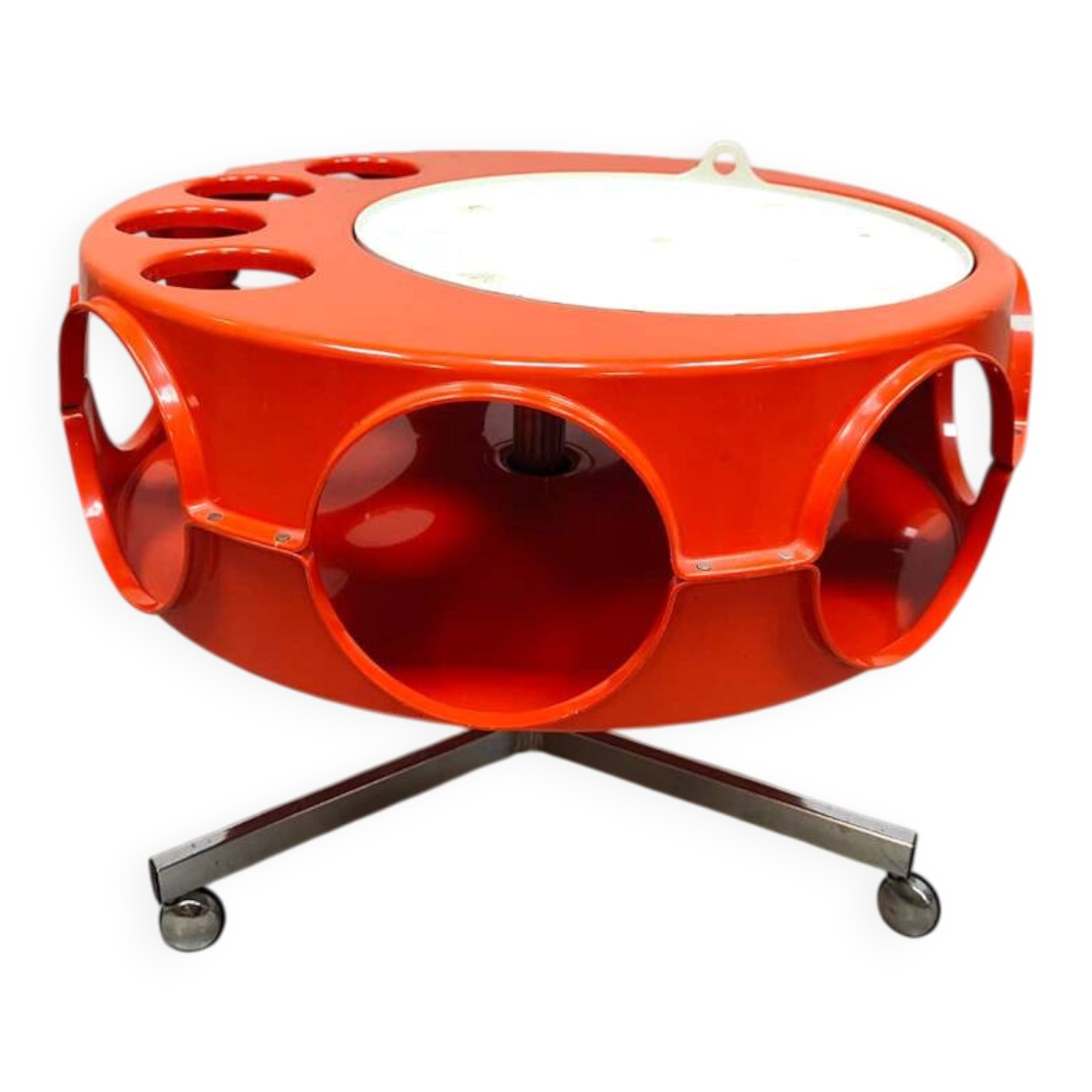 Dutch vintage design orange Rotorbar space age trolley Curver