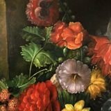 Peter Brooks. Huge still life with flowers and fruits. Oil on canvas 20th century. 2.2m x 1.7m