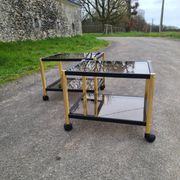 Coffee table golden black and Erard smoked glass