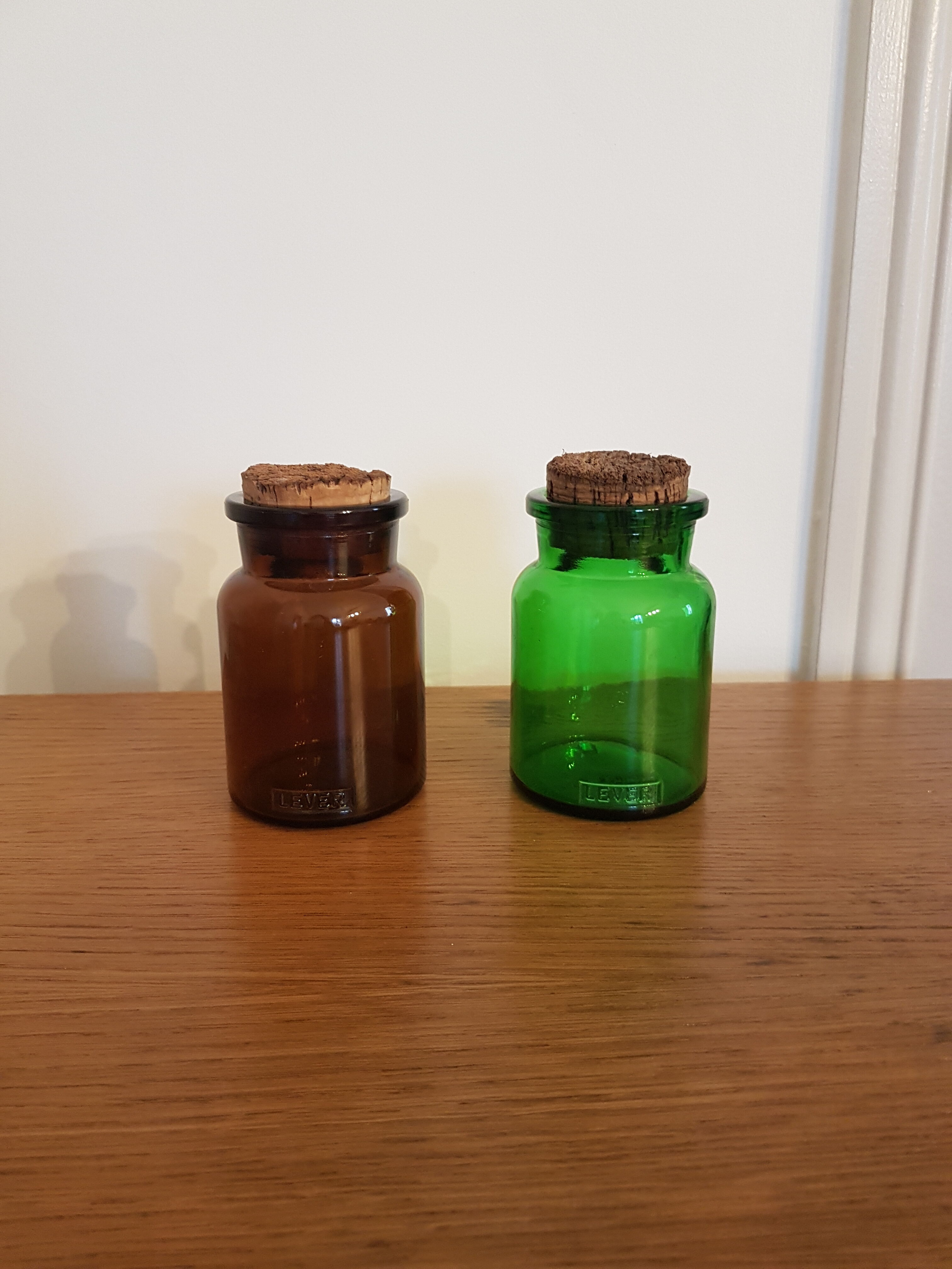 Set of two apothecary bottles
