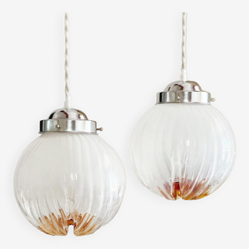 Mazzega Maxi globe pendant lights in Murano glass