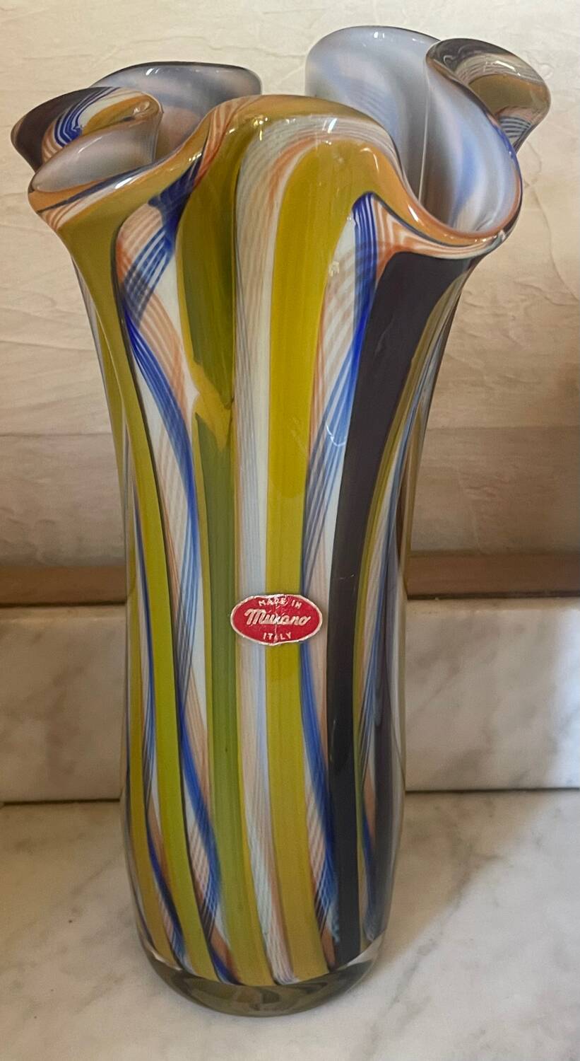 Vintage Murano Striped Vase