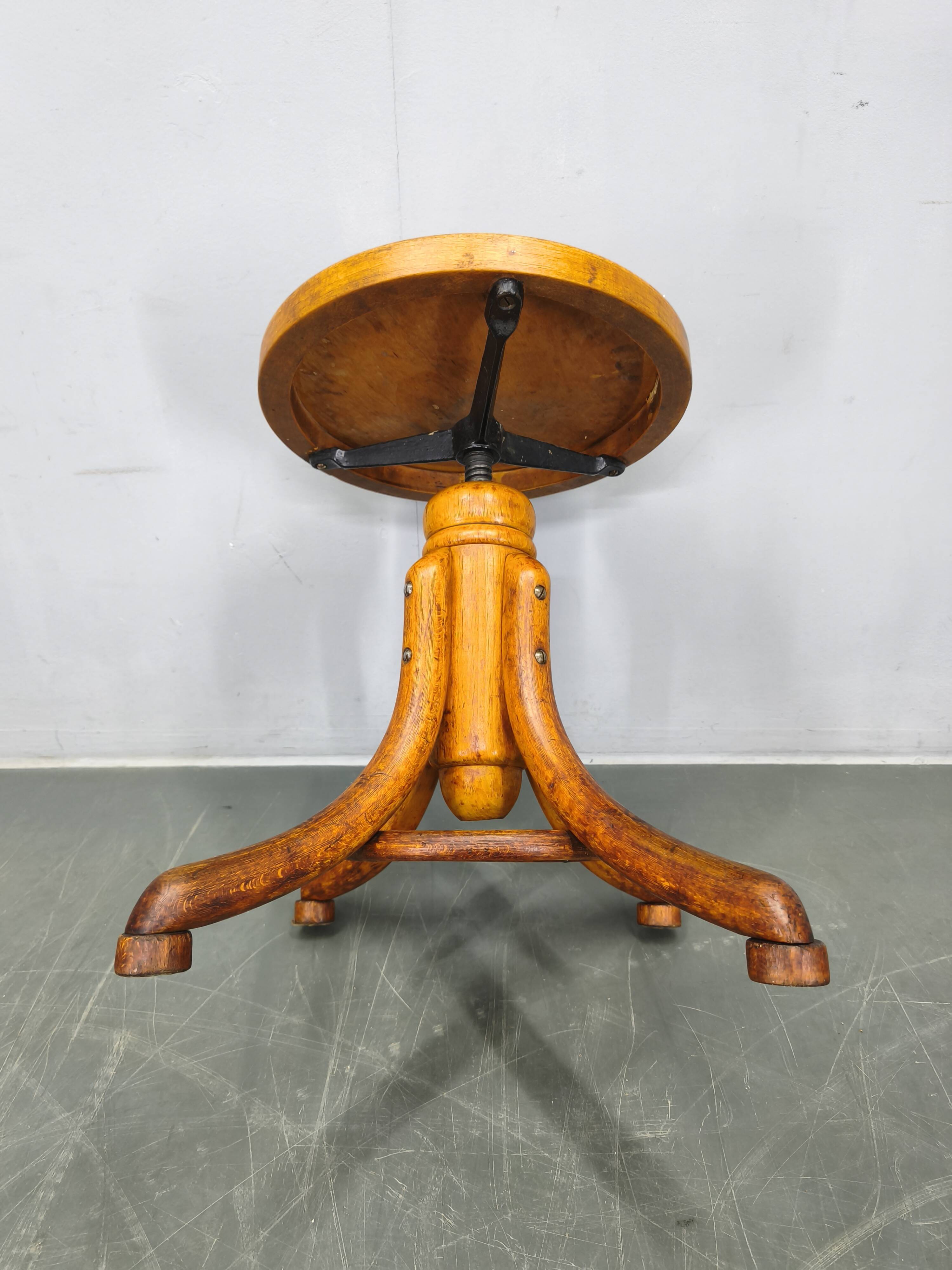 Thonet Bentwood Swivel Piano Stool, Czechoslovakia 1930s