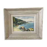 Oil on wood Mediterranean Sea J.Bellemont