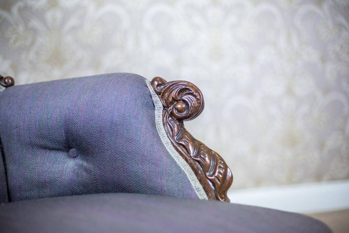 Neo-Rococo Walnut Chair with Violet Fabric, 1860