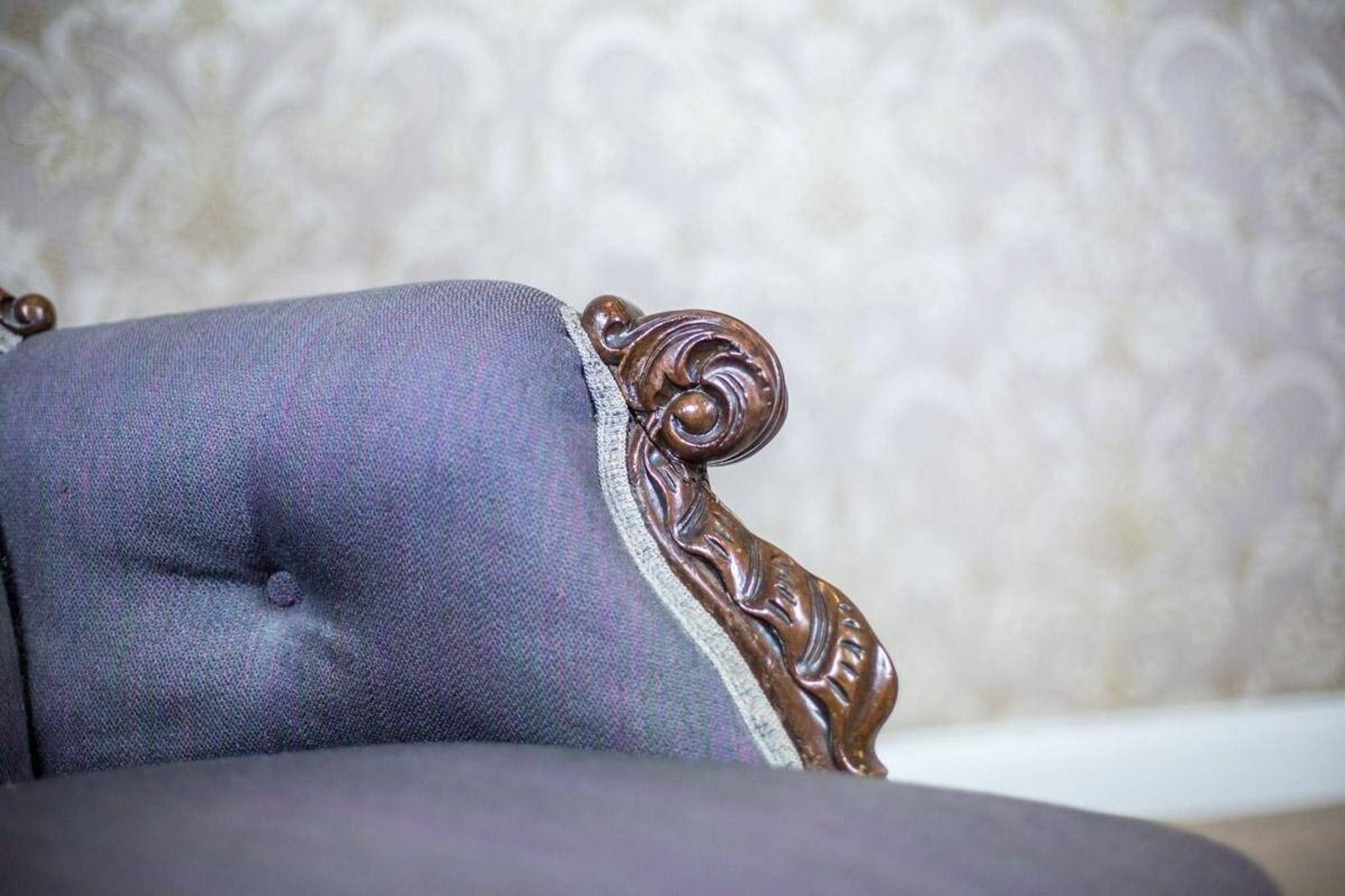 Neo-Rococo Walnut Chair with Violet Fabric, 1860