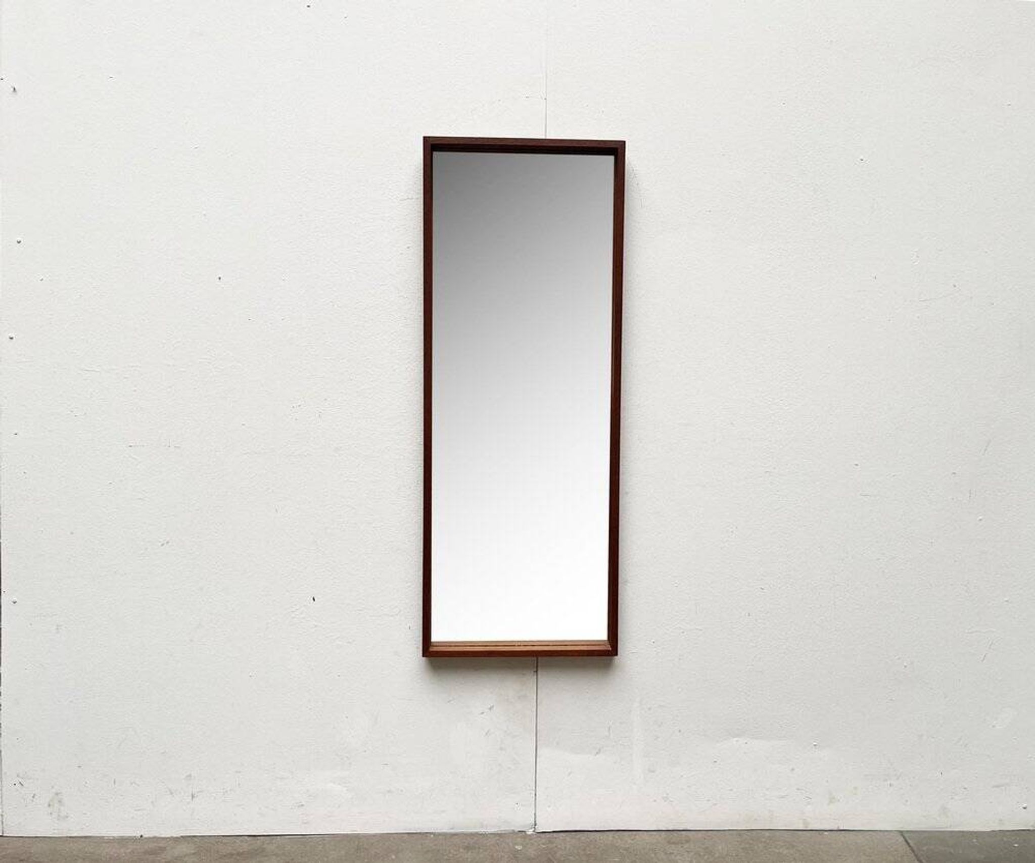 Minimalist mid-century German mirror in teak by Zier-Form, 1960s.