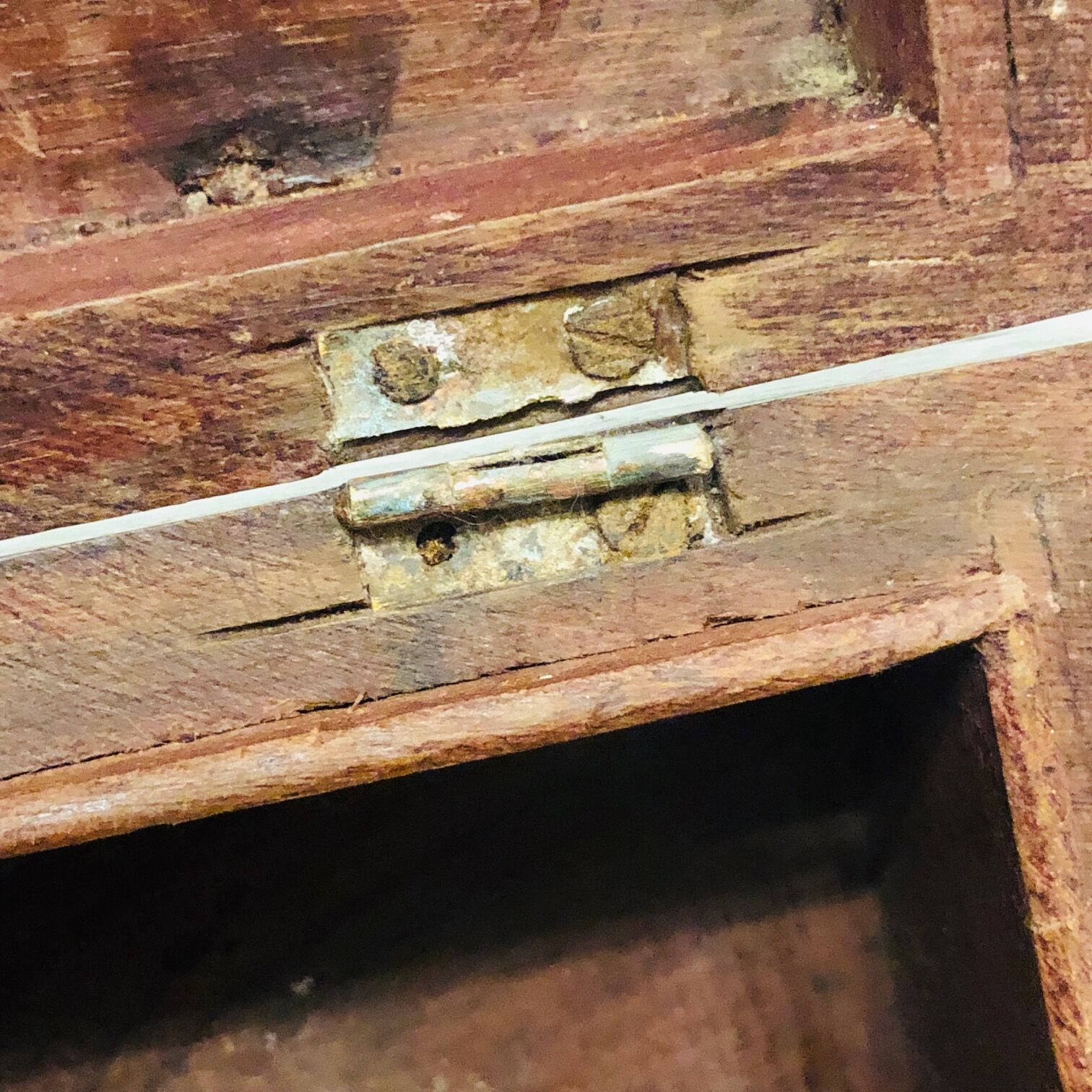 Wooden box marquetterie brass