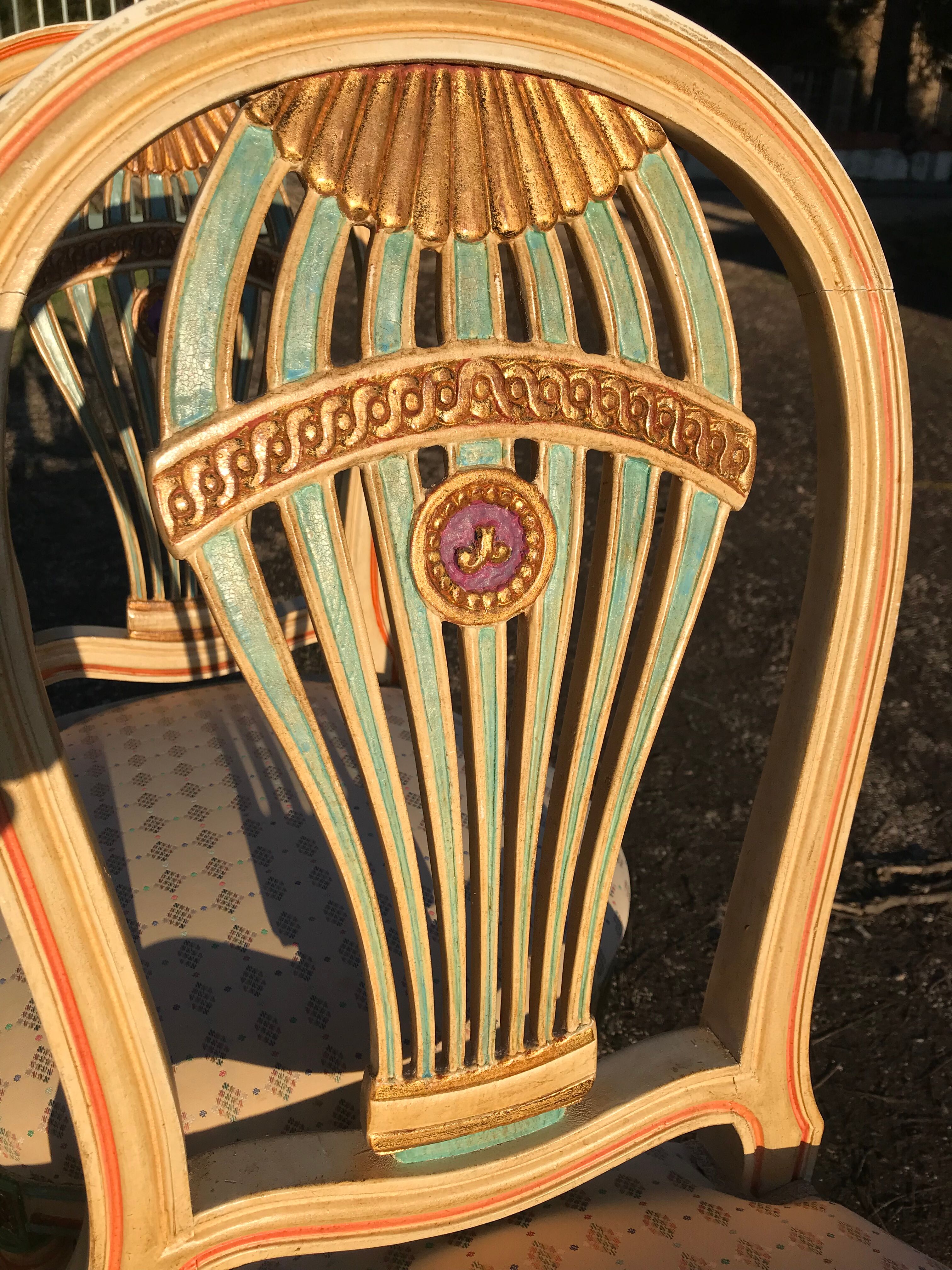 6 louis XVI hot air balloon chairs