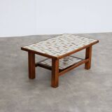 Table basse en teck et carreaux de céramique, années 70