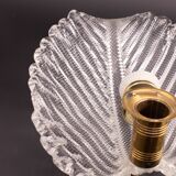 Set of 2 Wall light Trasparent Murano Glass Leave by Barovier e Toso, 1940s