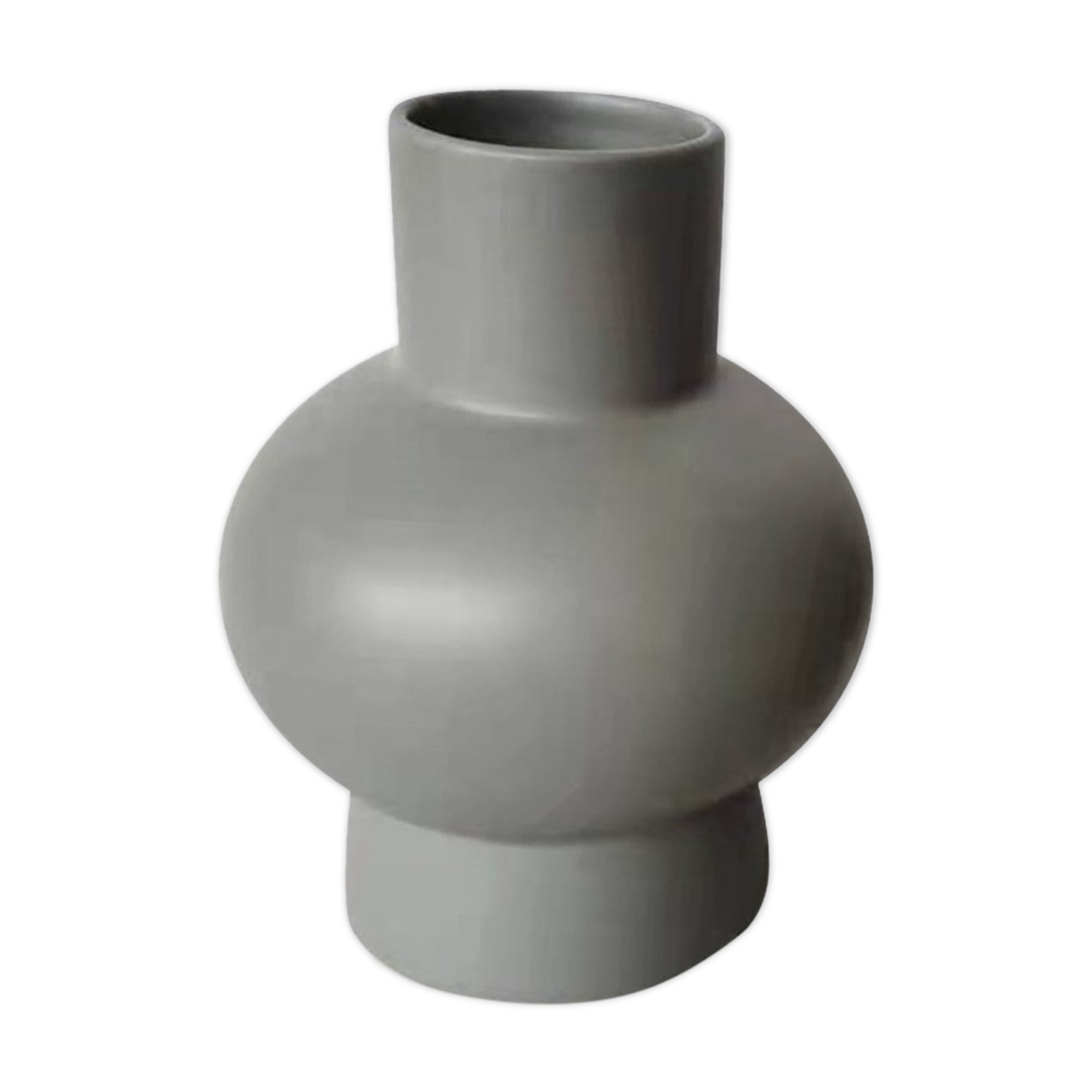 Round vase in gray ceramic 21cm
