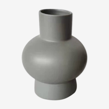 Round vase in gray ceramic 21cm