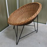 1960s rattan basket armchair