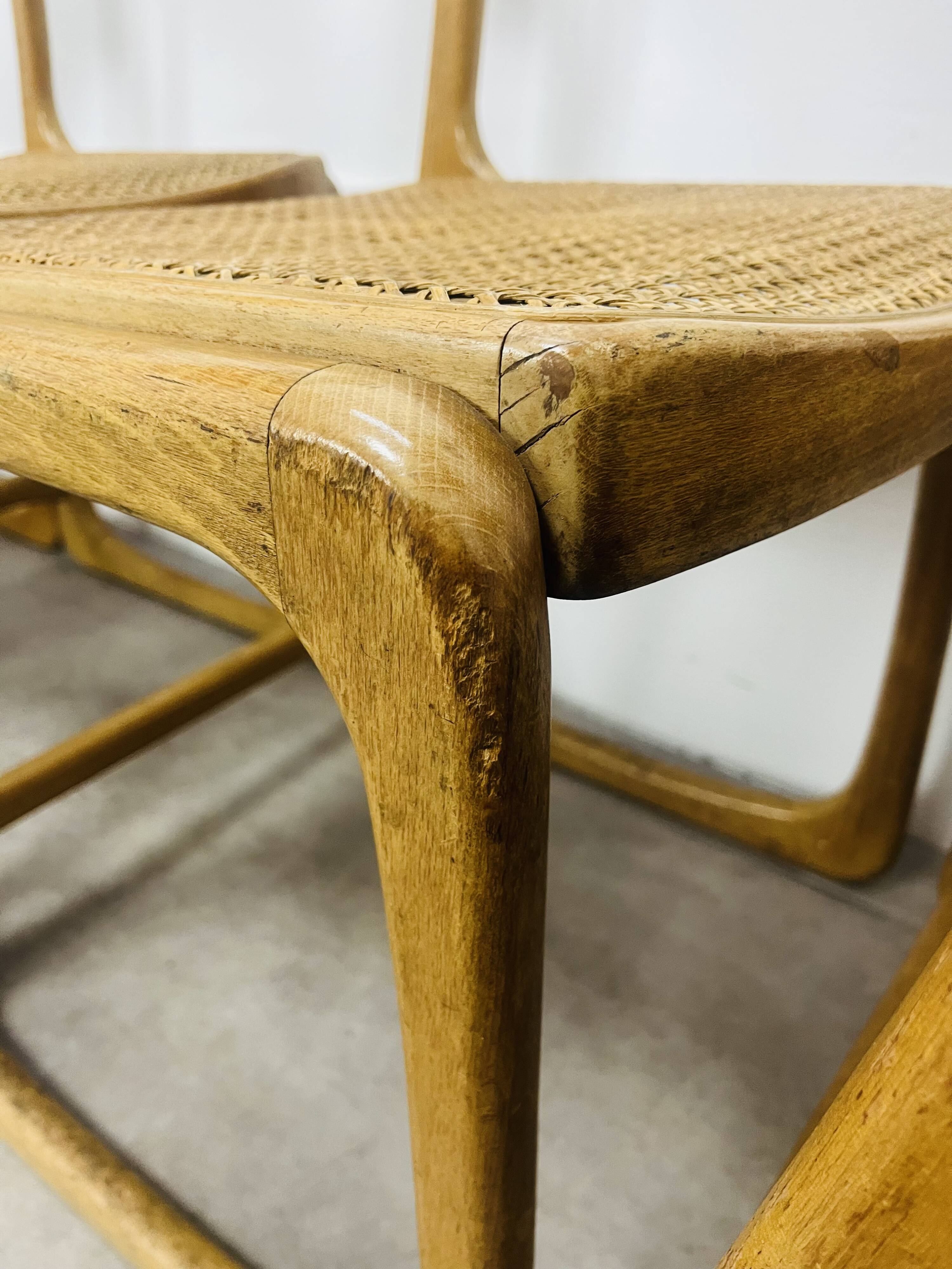 6 Baumann Bémol sled chairs in cane