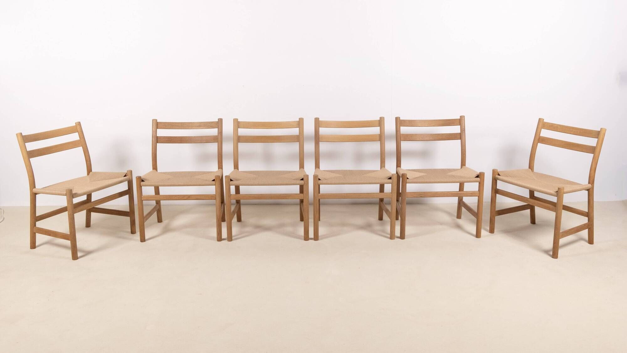 6x Hans J. Wegner CH47 in Soaped Oak, Carl Hansen & Søn 1975