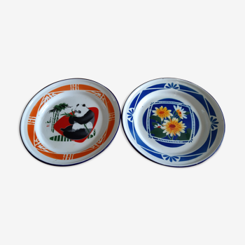 2 enamelled tole plates from bumper harvest