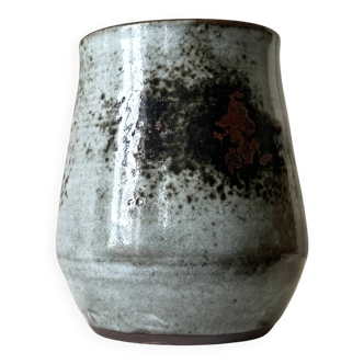 Ceramic vase from Grés du Loir, glazed and signed, Chantal & Thierry Robert 1970.