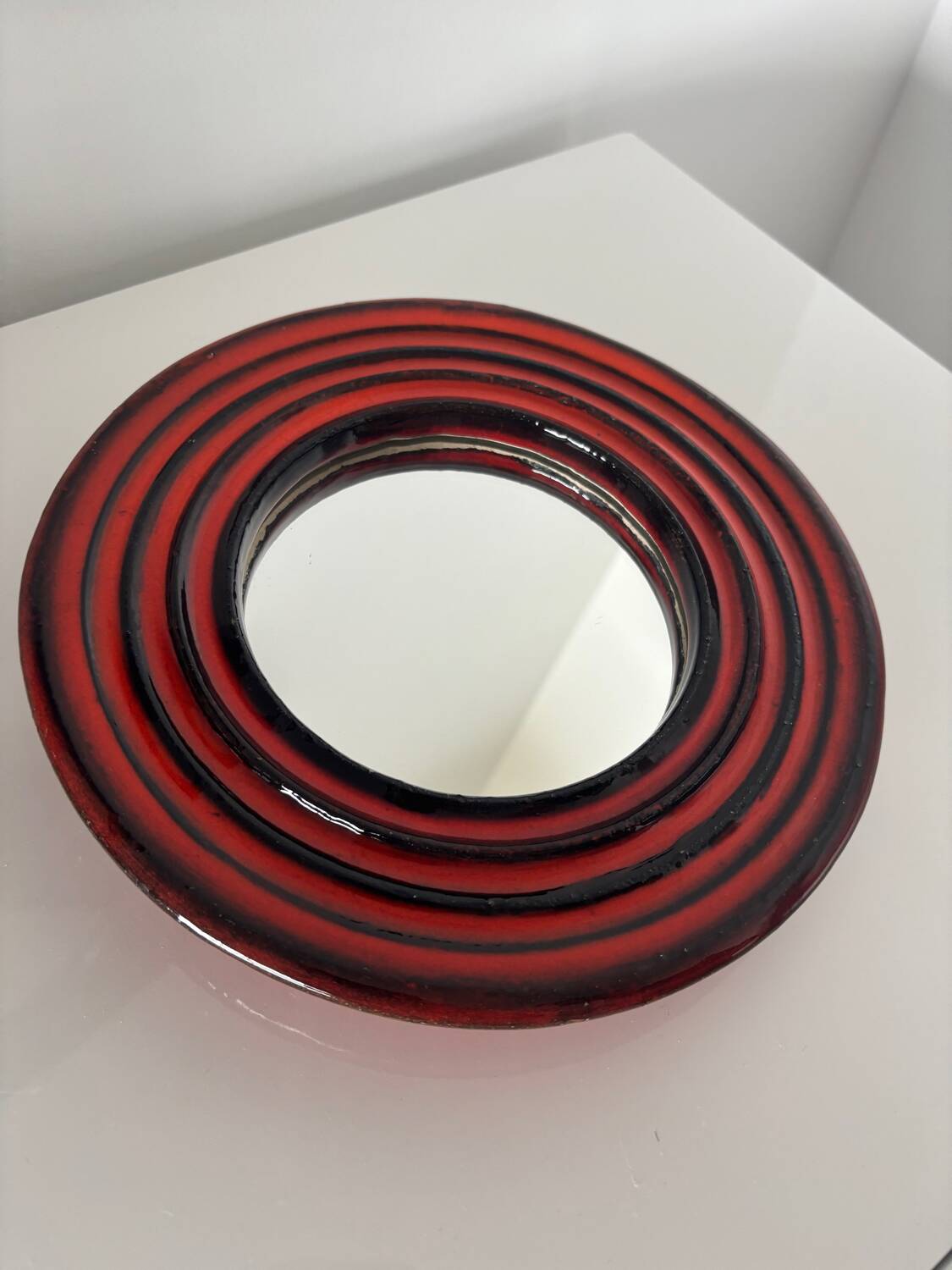 Vallauris ceramic mirror, signed