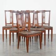 Set of 6 Original Antique Dutch Leather Dining Chairs