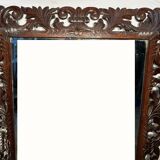 19th century mirror in carved and openwork chestnut