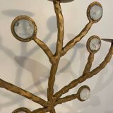 Candelabre en fer forgé et verre XXe