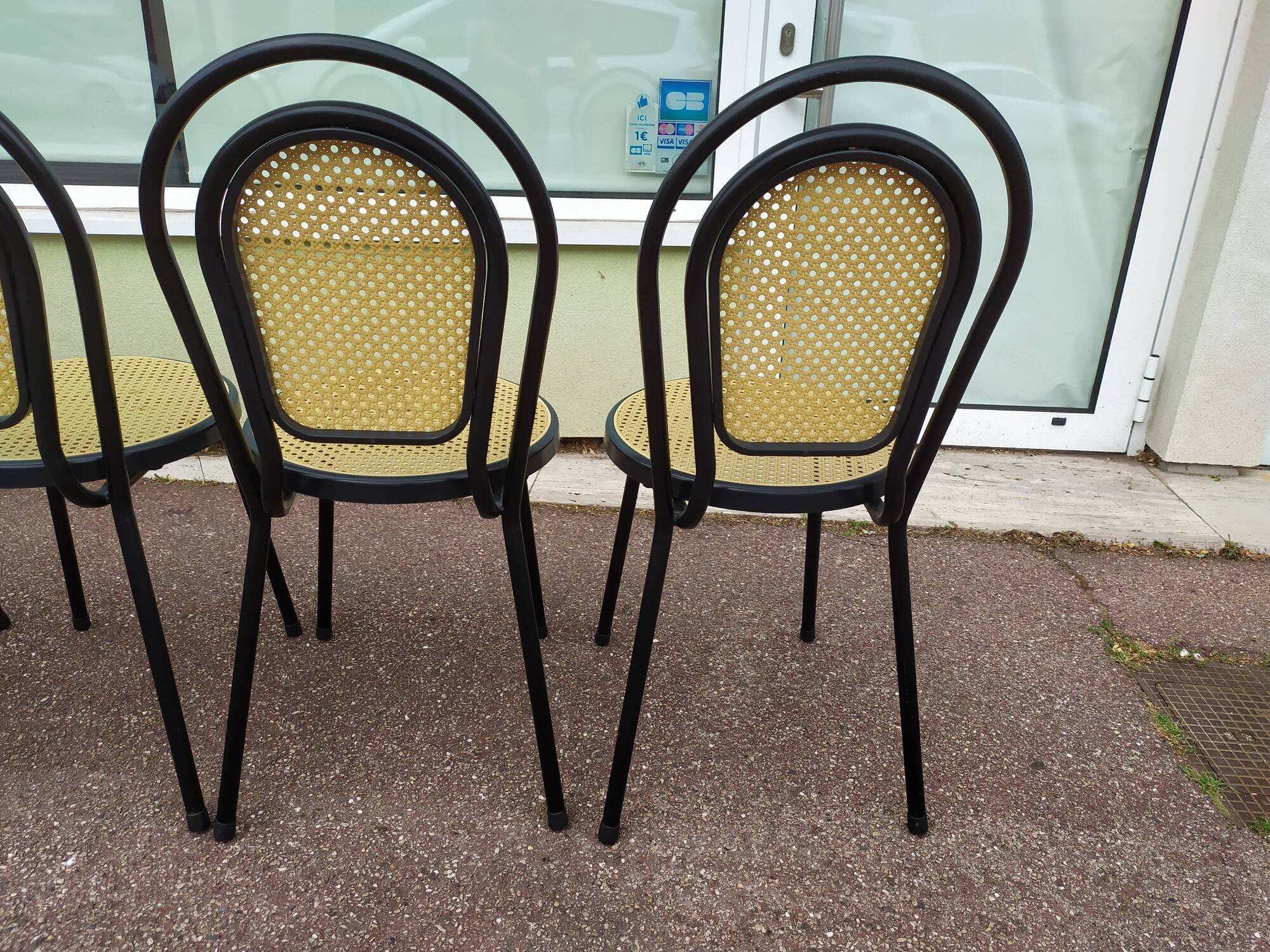 Lot of 4 black bistro chairs