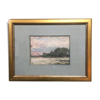 Aquarelle signée et daté de Donatien Roy représentant Saint Sébastien sur Loire