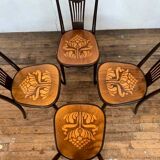 Lot 4 chairs bistrot wood curve stamp tuna and decor seat art nouveau
