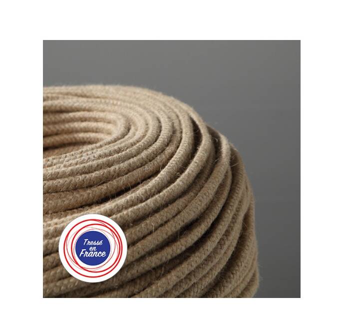 Ribbed globe pendant light, 2 m fabric cable