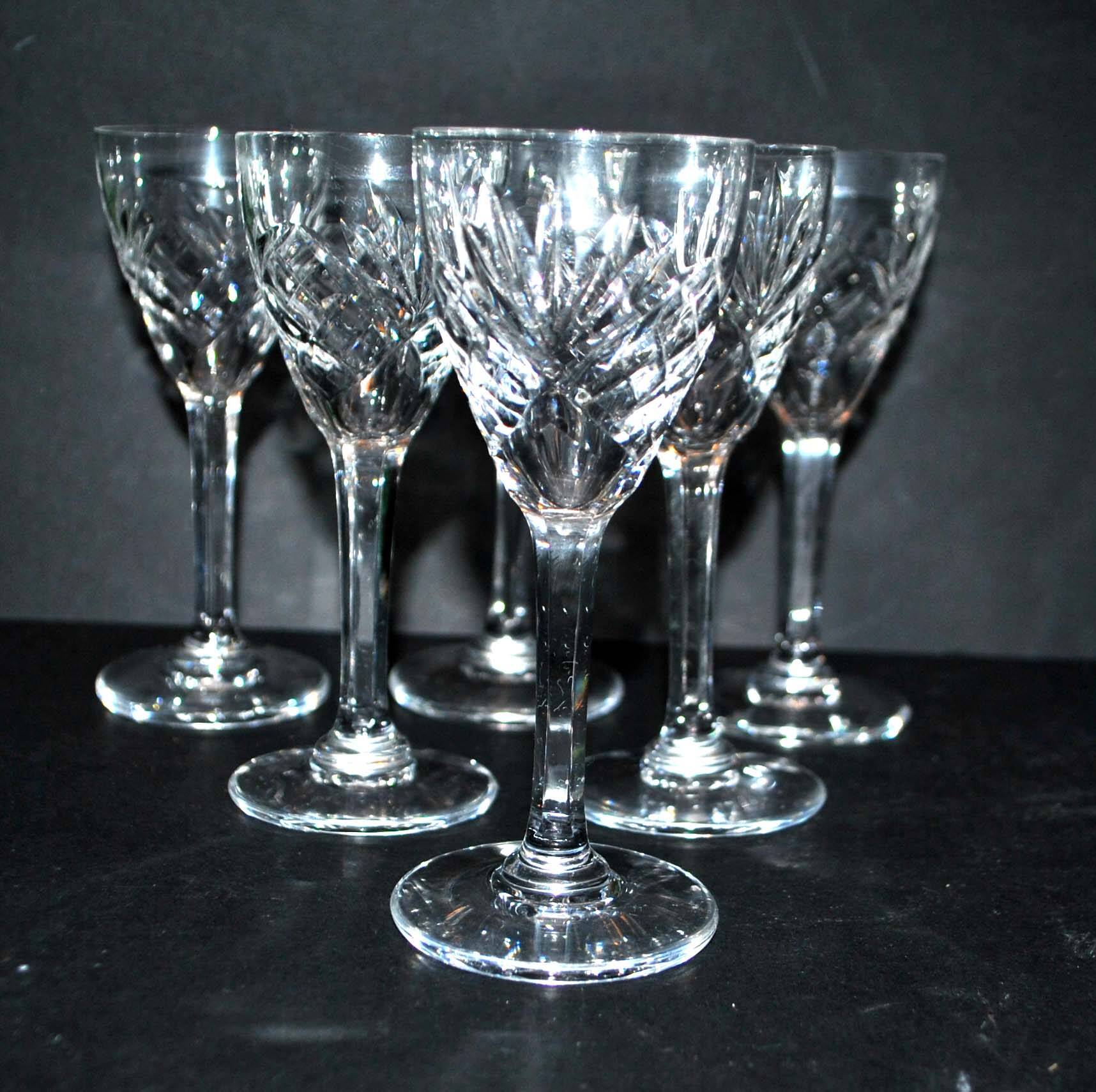 Cristallerie de saint-louis, set of 6 chantilly crystal liqueur glasses signed 11.5cm