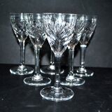 Cristallerie de saint-louis, set of 6 chantilly crystal liqueur glasses signed 11.5cm