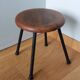 Wooden seat stool with metal legs