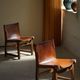 Paco Muñoz, Pair of lounge hunting armchairs, model "Riaza", leather and walnut, 1960