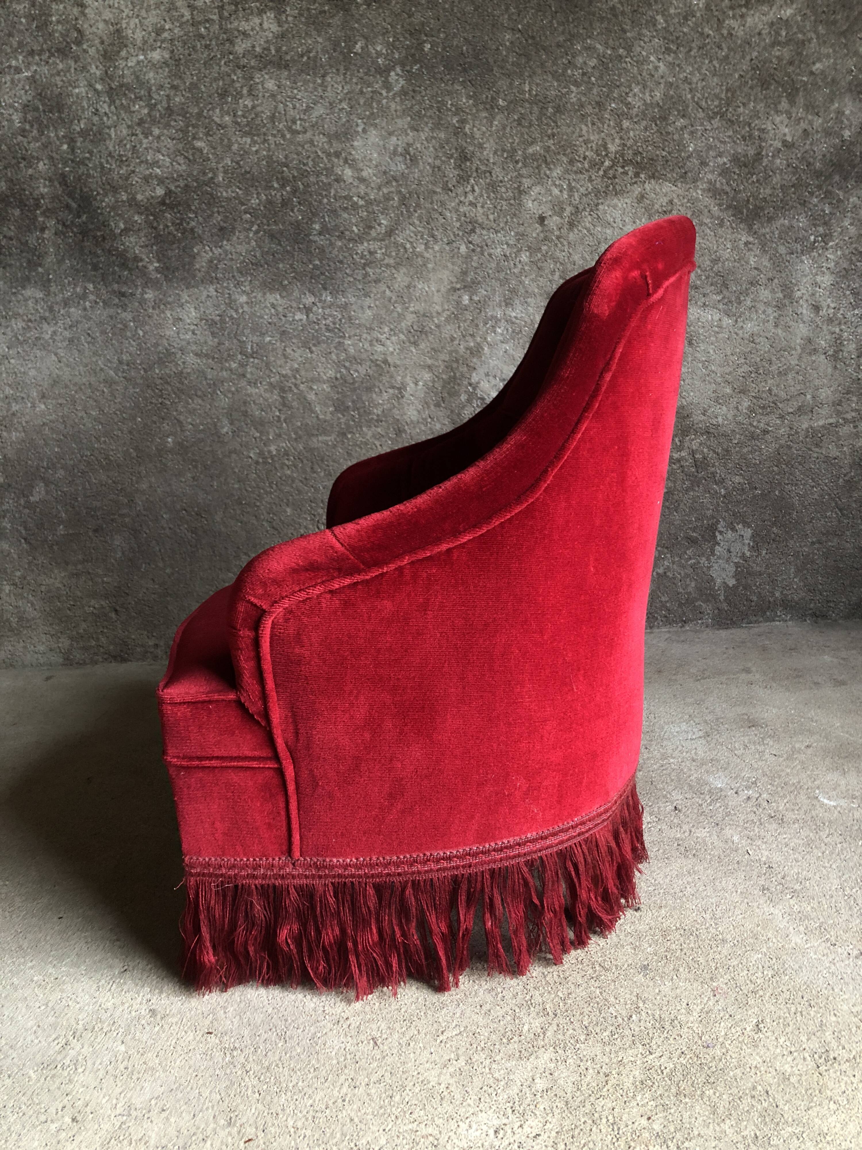 Red velvet toad armchair
