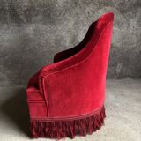 Fauteuil crapaud en velours rouge