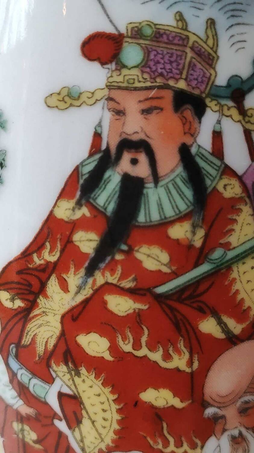 Traditional Japanese hand-painted pear-shaped vase. Geisha life scenes decor. High 26.5 cm