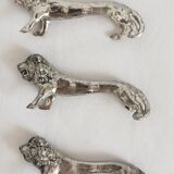 6 vintage lion silver metal knife rests