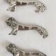 6 vintage lion silver metal knife rests