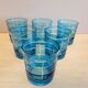 6 glasses of colour-cut blue whisky cups
