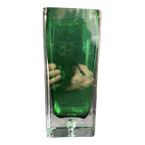 Rectangular vase in green sommerso glass