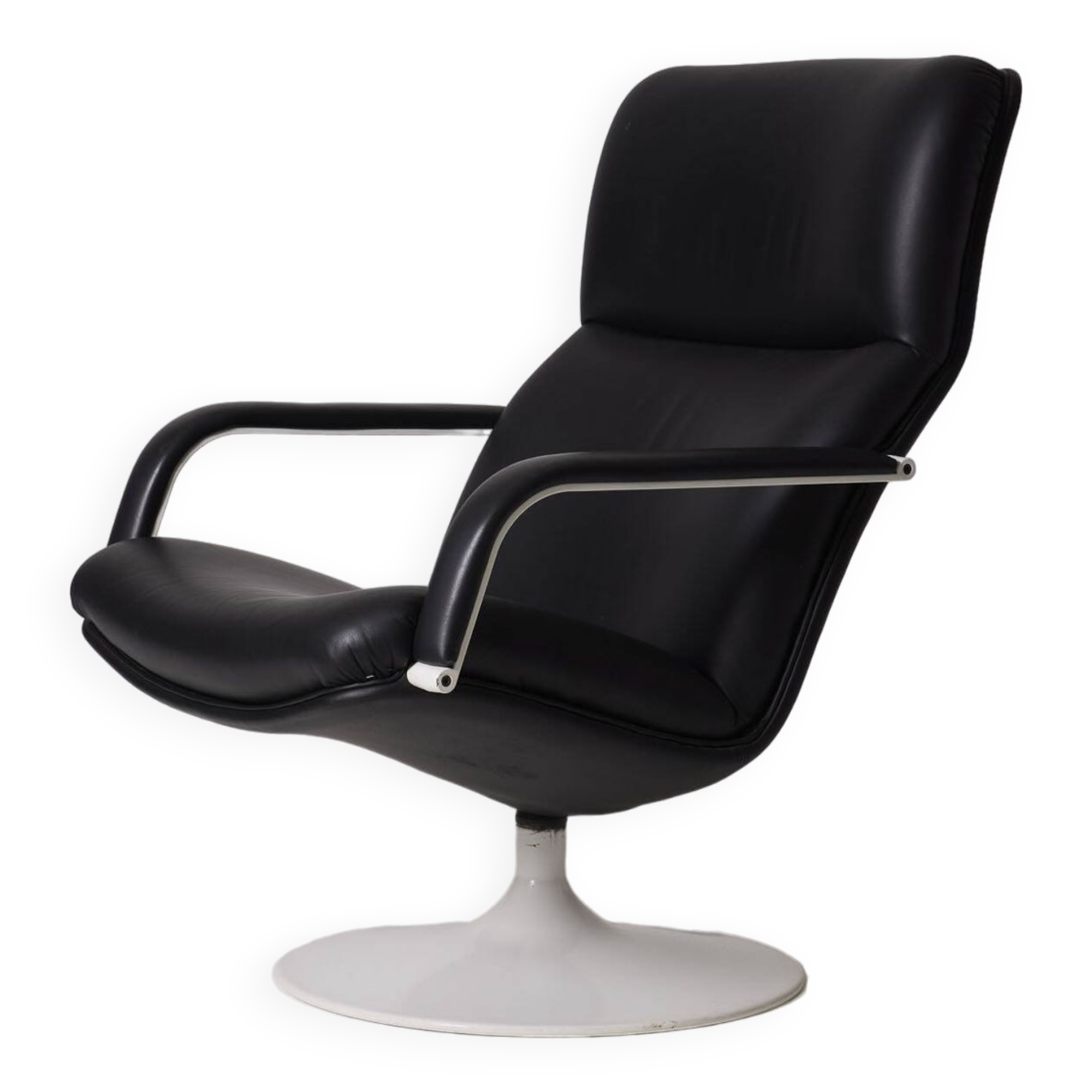 Geoffrey Harcourt black leather armchair