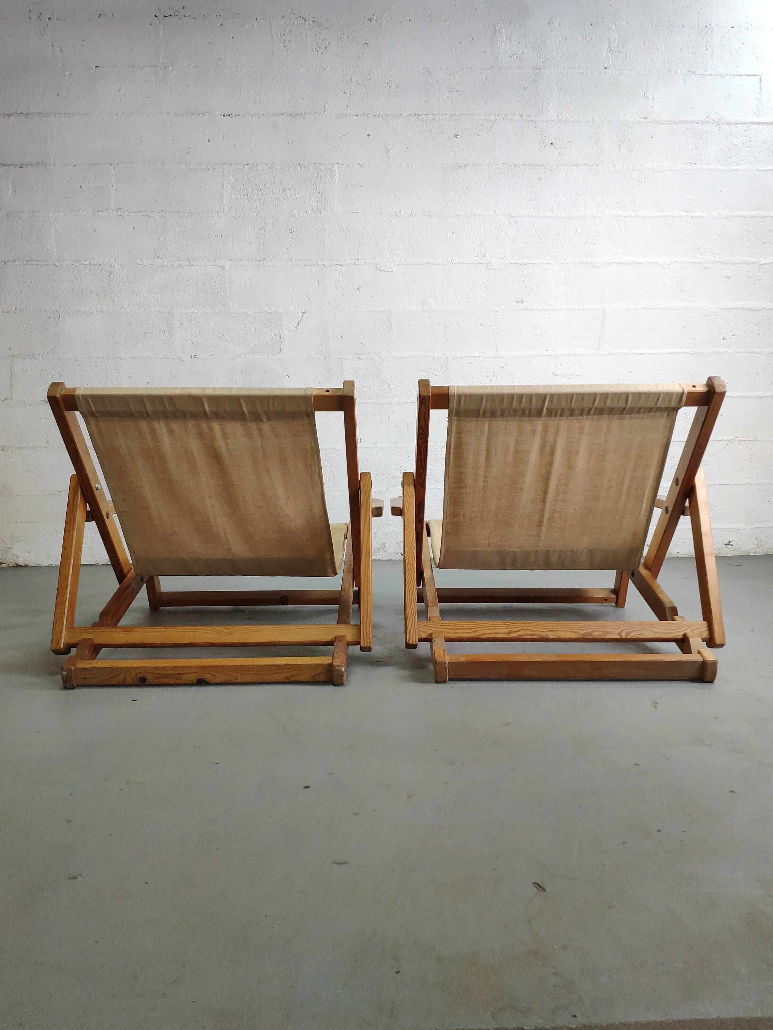 Pair of armchairs sun loungers Kon-Tiki Ikea 1970 Gillis Lundgren