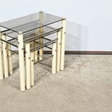 Beige Metal Nesting Tables, attributed to Yves Boutboul – 1970