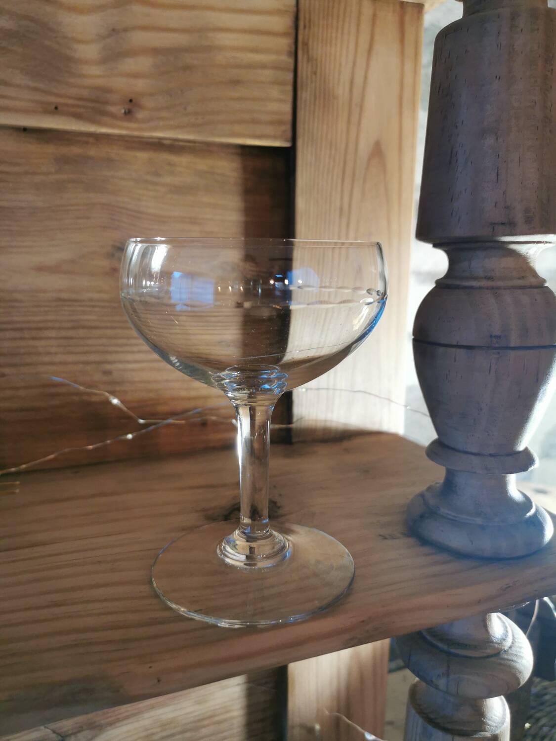 5 Champagne glasses in chiseled glass