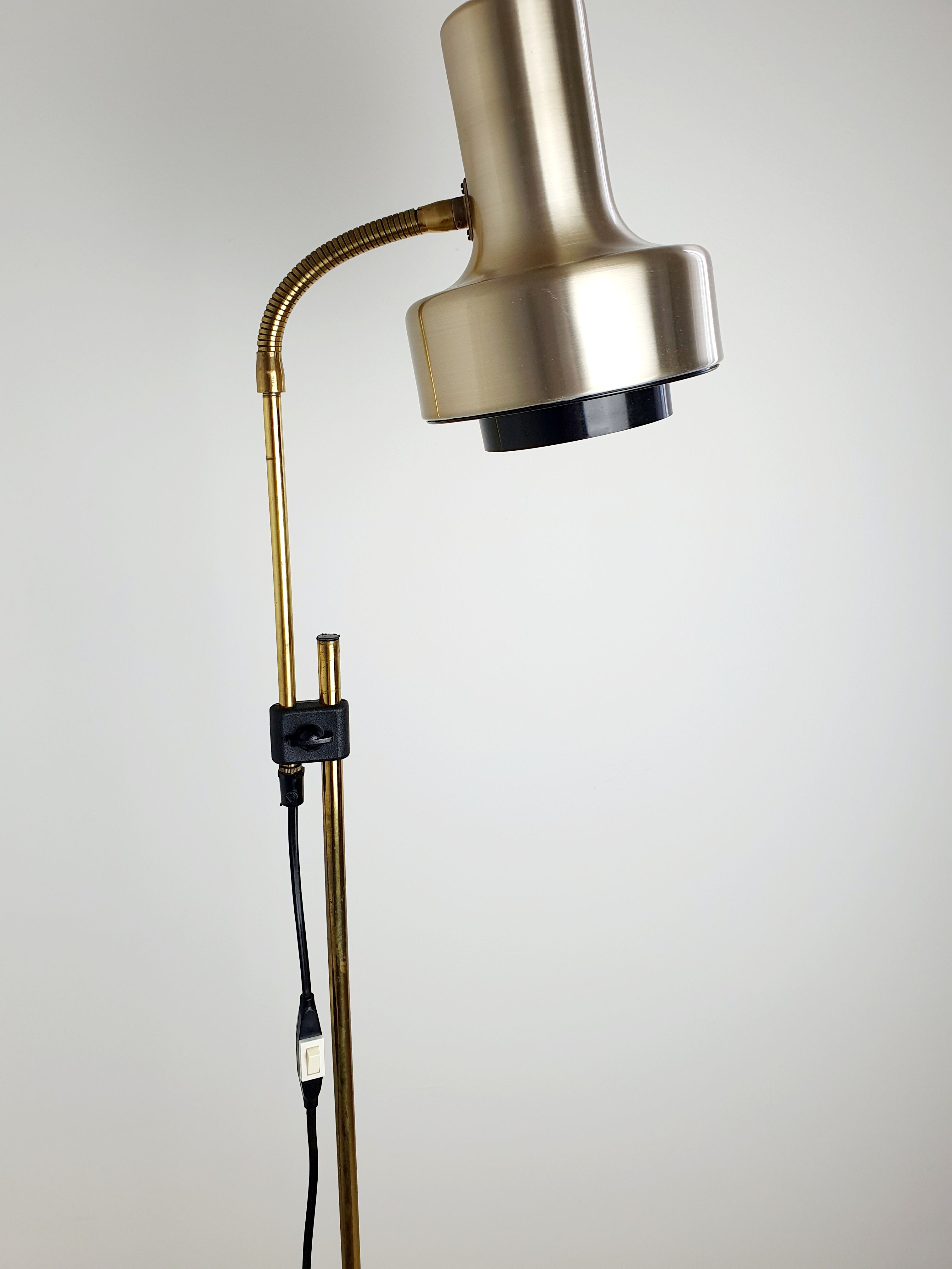 Scandinavian floor lamp gilded and black, 1970