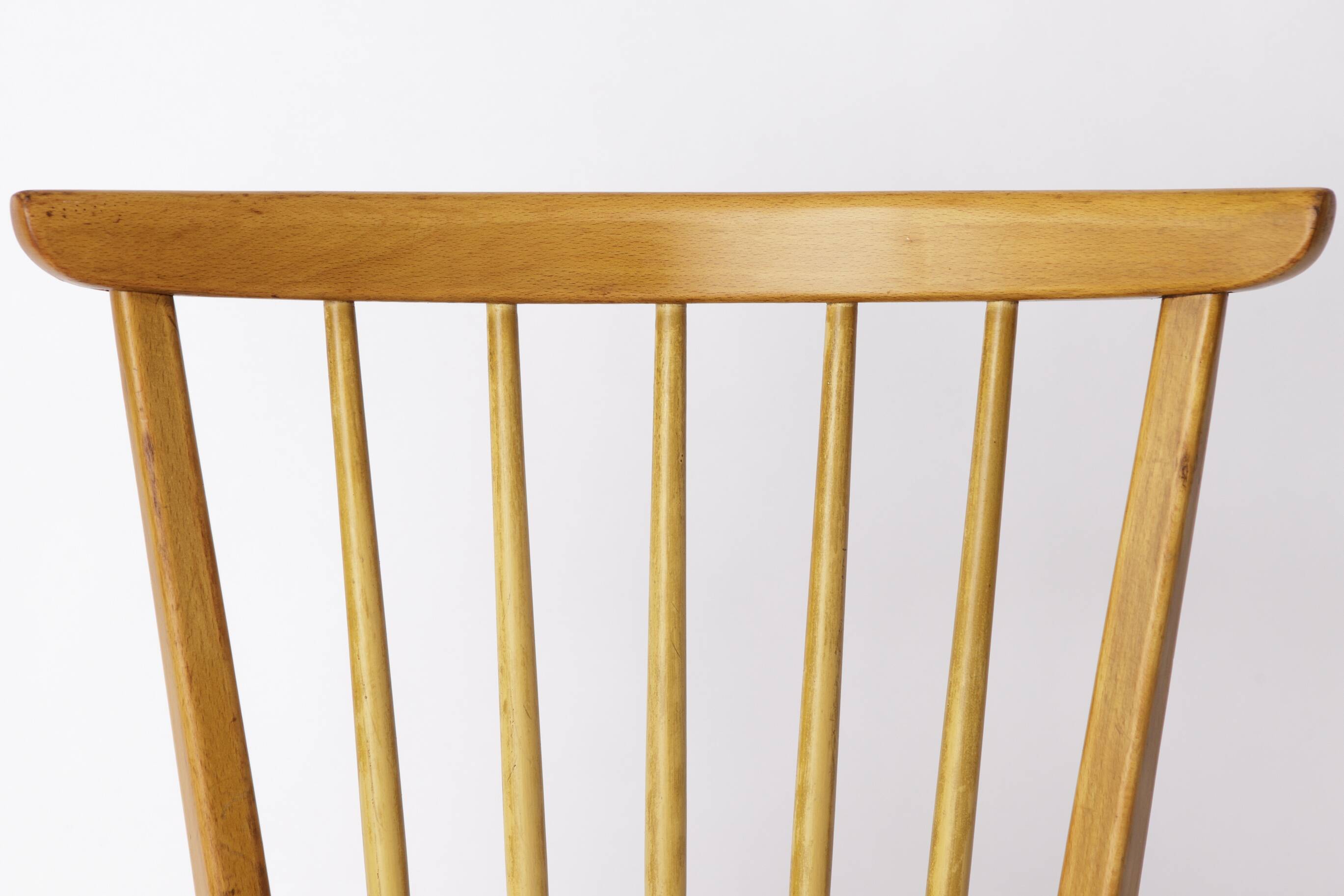 Vintage Beech Wood Kitchen Chair – 1960s German Design, Grey Upholstery