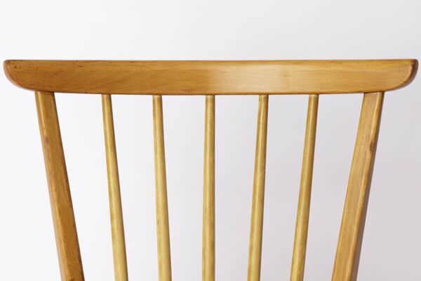 Chaise de cuisine vintage en hêtre – Design allemand des années 1960, revêtement gris
